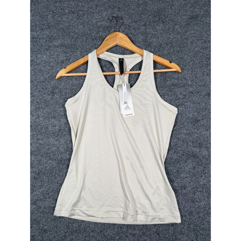 Adidas Aeroready Athletic Racerback Tank Top Womens XS Light Beige Training Wear
